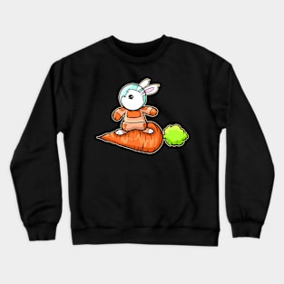 Cute Astrnaut Bunny Surfing On A Carrot On Easter Crewneck Sweatshirt